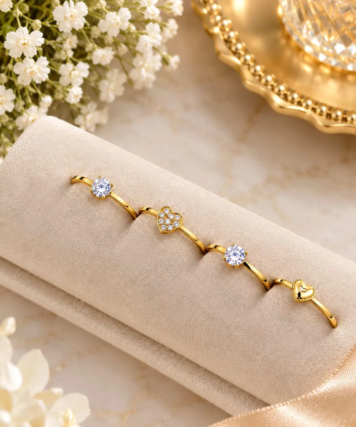 Trending 4 Combo Gold Plated Rings for Women